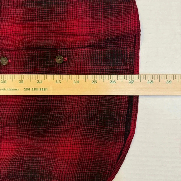 J Jill Plaid Button Front Tunic Top Red Long Sleeve Spread Collar - Picture 5 of 6